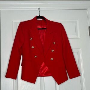 Bold Red Double-Breasted Blazer with Tailored Fit